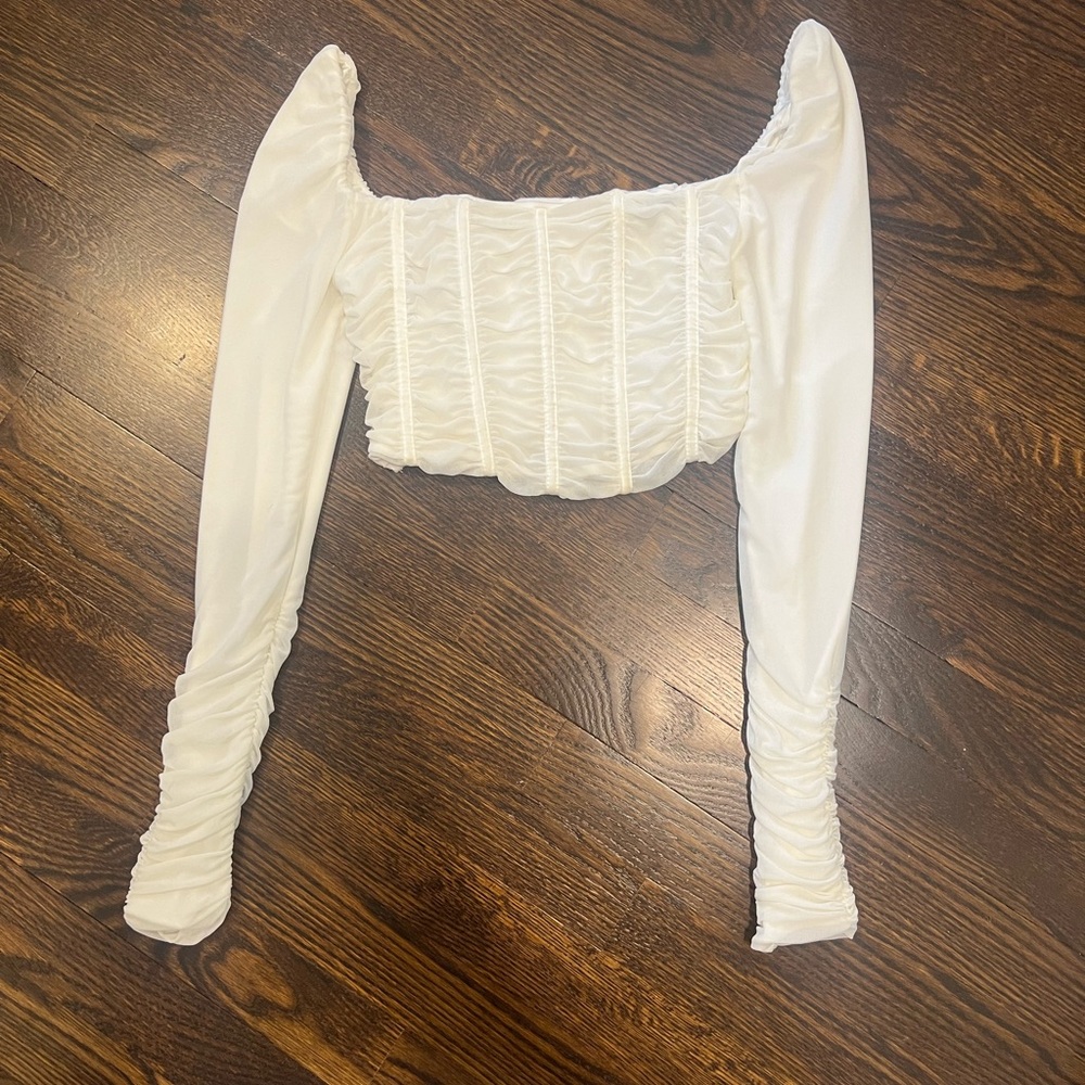 white corset going out top